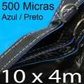 POLYLONA SUPER M: 10,0x4,0m PP/PE AZUL/PRETO 500 MICRAS com argolas "D" INOX a cada 50cm
